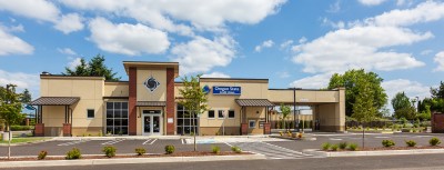 Oregon State Credit Union, landscape, Woodburn, Oregon, EarthTech, contractor Gerding Builders Oregon State Credit Union, landscape, Woodburn, Oregon, EarthTech, contractor Gerding Builders