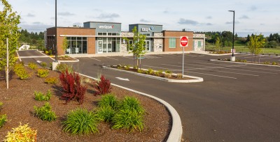 Maps Credit Union, commercial landscape, Stayton, Oregon, EarthTech Maps Credit Union, commercial landscape, Stayton, Oregon, EarthTech