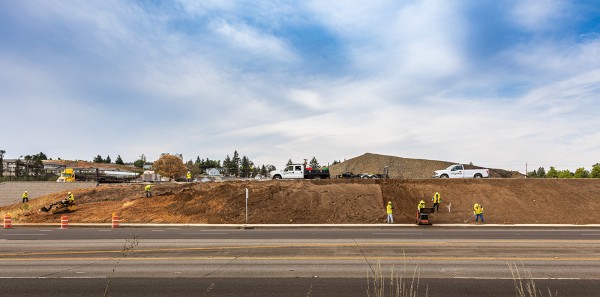 Preparing Soil EarthTech landscaping crew preparing soil for sod for Costco on Kuebler Photo by Lori Cegon