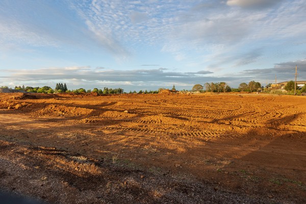 Clearing the Lot reddish dirt and blue skies just off Kuebler in Salem, Oregon where the new Costco building will be