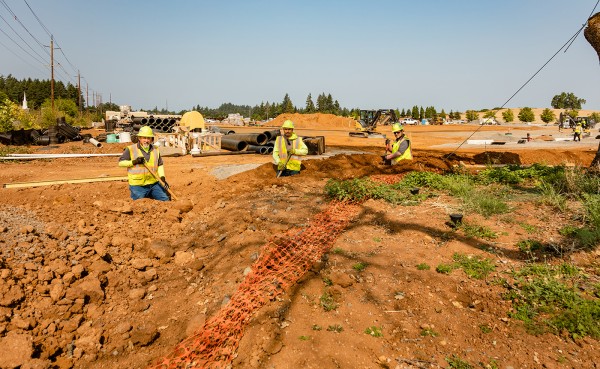 Preparing for Pipes - Digging Digging to prepare for pipes